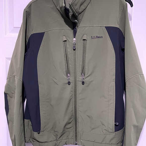 L.L. Bean Olive/Black Polyester Full Zip Windproof Softshell Jacket Men’s M VGC - Picture 1 of 13